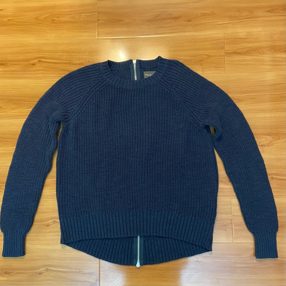 Michael Stars Convertible Midnight Blue pullover zip up Sweater M